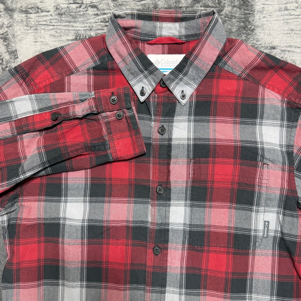 Columbia Plaid‎ Flannel Shirt Mens Small Red Black AM7968